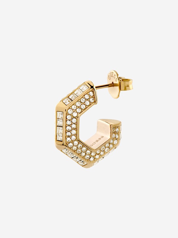 Ženske minđuše od nerđajućeg čelika u boji žutog zlata sa belim cirkonima. Elegantne i moderne, idealne za svaki dan. Kupite odmah online!