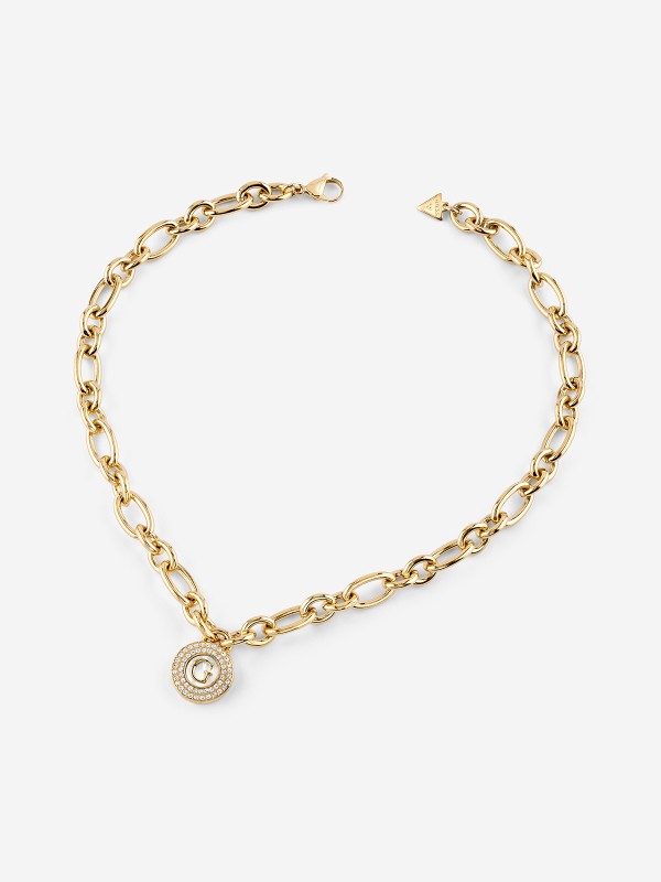 Ženska ogrlica od nerđajućeg čelika u boji žutog zlata sa privezakom medaljonom. Elegantna i moderna, savršena za svaku priliku. Kupite odmah online!