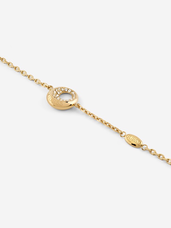 Guess ženska narukvica od nerđajućeg čelika u boji žutog zlata sa cirkonima. Elegantna i podesiva. Poručite online i istaknite svoj stil!