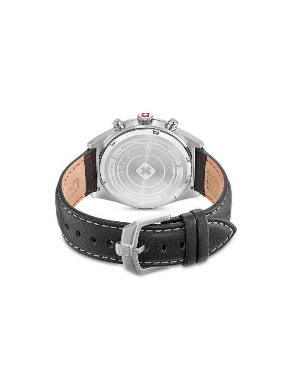 Swiss Military Hanowa STORM pilotski hronograf sa safirnim staklom i crnom kožnom narukvicom. Swiss Made preciznost i vintage dizajn.