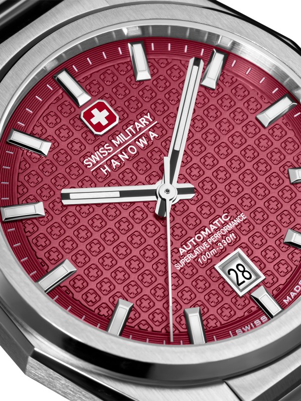 SWISS MILITARY HANOWA AVALANCHE 735 automatski sat sa crvenim brojčanikom, safirnim staklom i Swiss Made mehanizmom. 5 godina garancije.