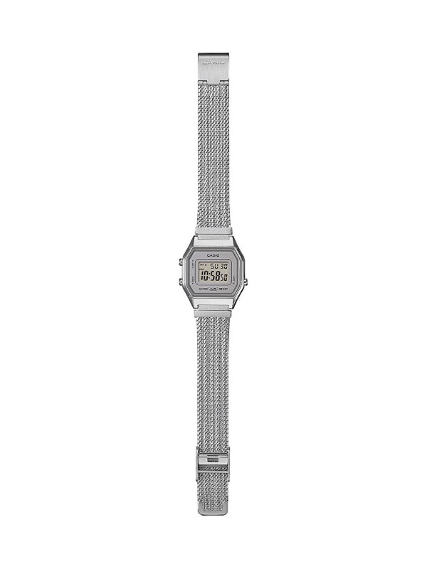 Ženski Casio sat iz Vintage linije sa gumenim kućištem srebrne boje i narukvicom od nerđajućeg čelika mesh dizajna. Poruči odmah.