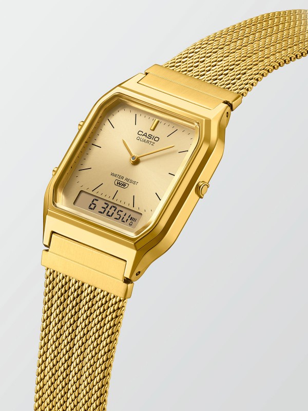 Unisex Casio sat iz Vintage kolekcije od nerđajućeg čelika sa mesh narukvcom u boji žutog zlata. Dostava širom Srbije. Poruči odmah.