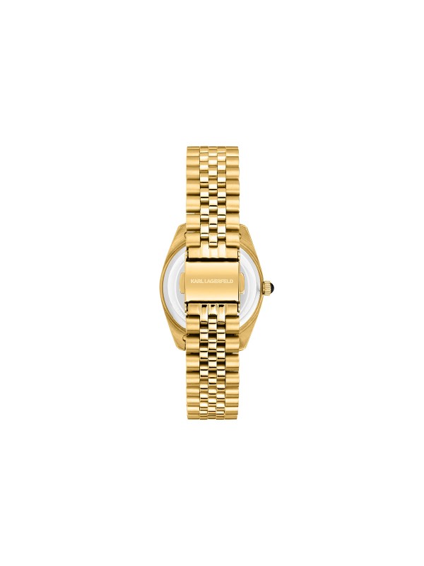 Karl Lagerfeld Timeless Code ženski sat u boji žutog zlata sa crnim sunray brojčanikom i KL logom. Analogni kvarcni mehanizam. Naruči online!