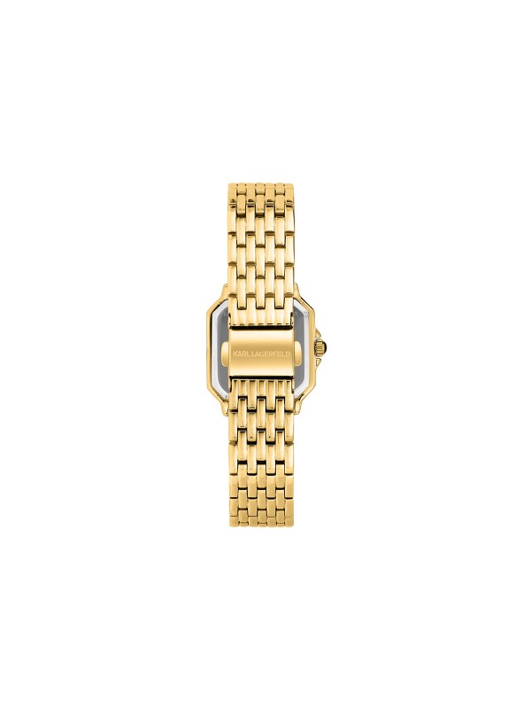 Karl Lagerfeld Icon Square ženski sat u boji žutog zlata sa kvadratnim kućištem i belim brojčanikom. Elegantan i sofisticiran dizajn. Naruči online!