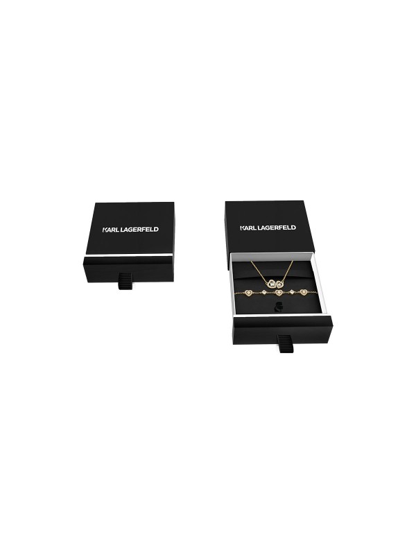 Ženski Karl Lagerfeld LIGHTS box set sa ogrlicom i narukvicom u boji žutog zlata. Srca sa cirkonima i elegantan dizajn. Naruči online!