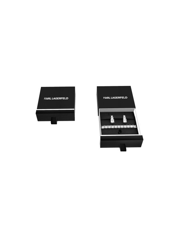 Ženski Karl Lagerfeld BOX SET sa narukvicom i minđušama od nerđajućeg čelika sa cirkonima. Elegantan i svetlucav dizajn. Naruči online!