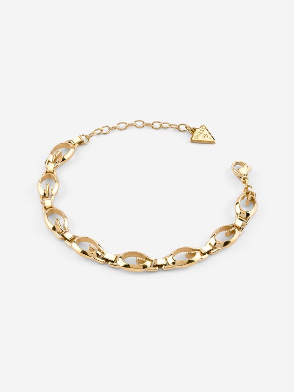 Ženska Guess narukvica u boji žutog zlata sa G karikama. Nerđajući čelik, podesiva dužina i elegantan dizajn. Naruči online!