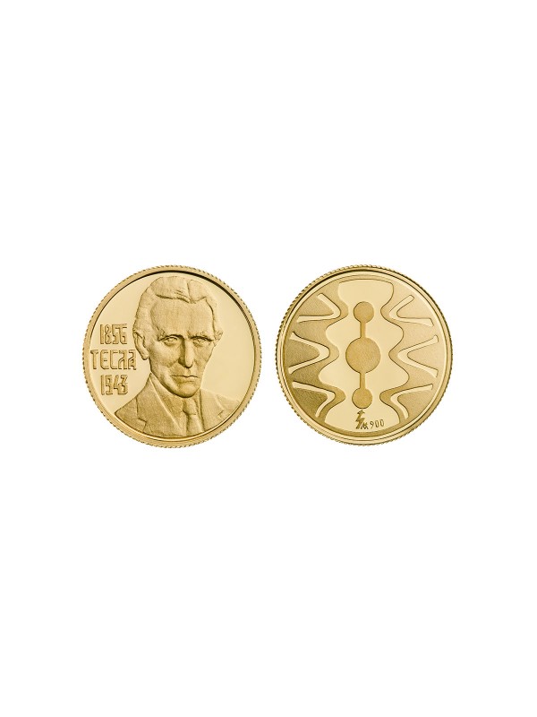 Zlatnik NIKOLA TESLA / Revers strana: STRUJNO KOLO
Zlatnik je izrađen od 22ct zlata finoće 900/1000