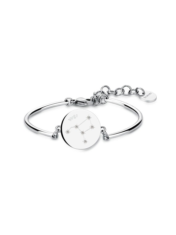 Narukvica od nerđajućeg čelika i Swarovski® cirkonima sa medaljonom na kome je  ugravirano  sazvežđe horoskopskog znaka DEVICA
- prečnik: 7mm
- težina: 6,8gr