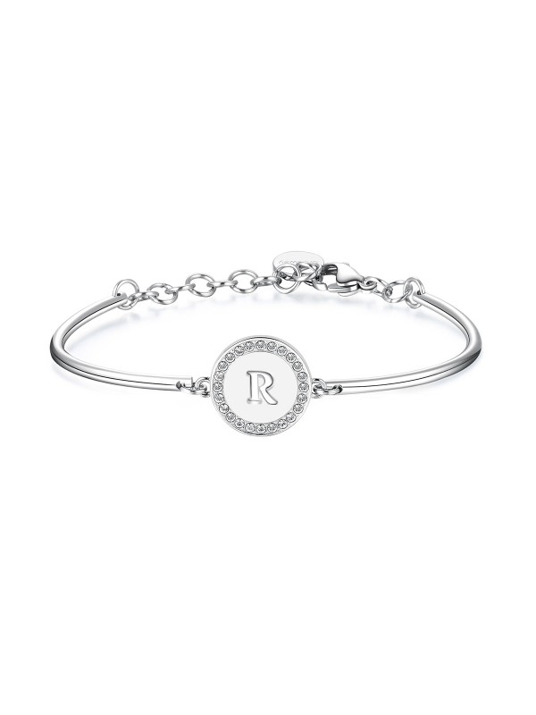 SLOVO R (ODLUČNOST, AMBICIJA, NEŽNOST) 

Narukvica od nerđajućeg čelika sa diskom na kojem je ugravirano slovo R i Swarovski® kristalima.