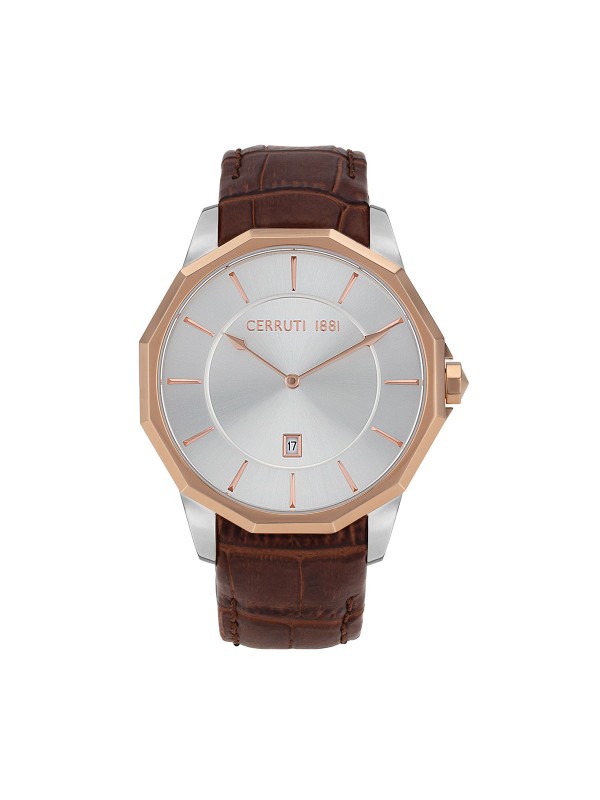 prečnik kućišta: 44mm
kućište: NERDJAJUĆI ČELIK U BOJI RUŽIČASTOG ZLATA
boja brojčanika: SREBRNI
staklo: MINERALNO 
mehanizam: KVARCNI 
funkcije: 3H, DATUM
vodootpornost: 50m
narukvica: BRAON KOŽNI KAIŠ