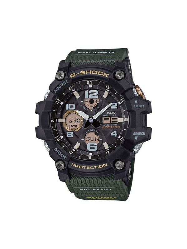 G-Shock Mudmaster časovnik koji dolazi u tamnoj crnoj  zelenoj boji. Poseduje solarnu bateriju. Možete ga poručiti online na S&L Jokić, posetite nas.