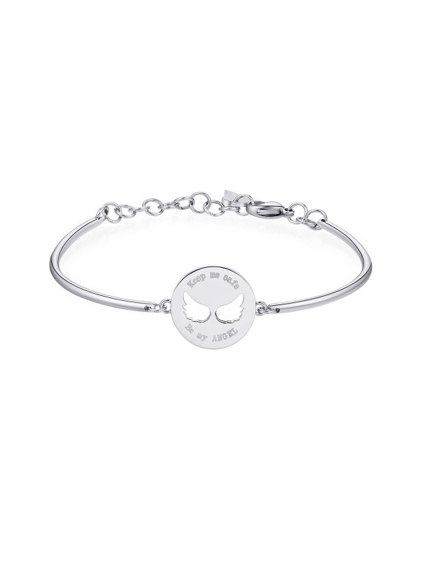 KOLEKCIJA: ANĐEO ČUVAR

Narukvica od nerđajućeg čelika u boji ružičastog zlata sa Swarovski® kristalima sa diskom na kome je motiv:
anđeoska krila i ugravirana poruka: Keep me safe, Be my ANGEL 

- prečnik: 7cm
- težina: 7,4gr