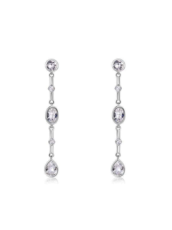 Viseće minđuše od mesinga u boji ružičastog zlata sa providno belim Swarovski®  kristalima.

- dužina: 4,5cm
