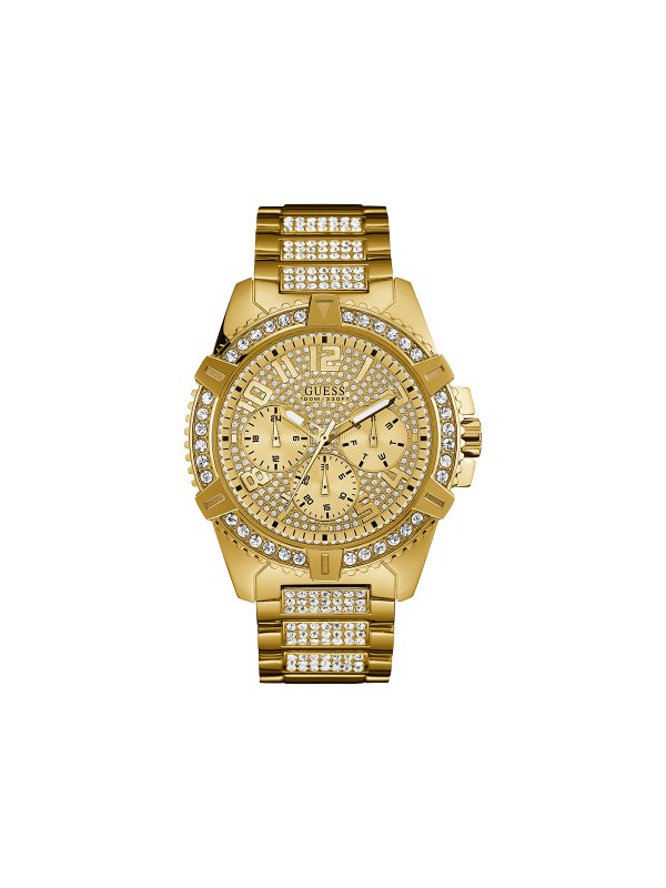 Product Story: MENS GOLD
prečnik kućišta: 48mm
kućište: NERĐAJUĆI ČELIK U BOJI ŽUTOG ZLATA SA CIRKONIMA 
boja brojčanika: ŠAMPANJ
staklo: MINERALNO 
vodootpornost: 100m
mehanizam: KVARCNI  ANALOGNI MULTIFUNCTION
narukvica:  NERĐAJUĆI ČELIK U BOJI Z
