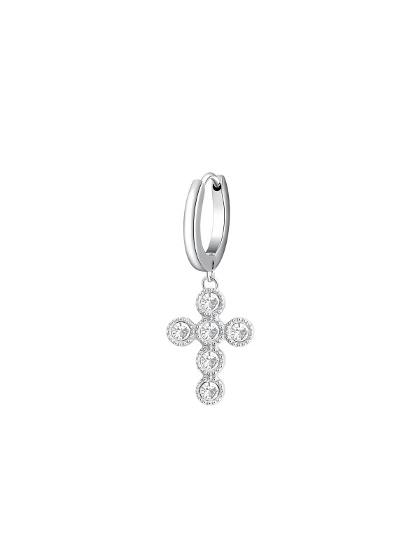 Brosway Chakra single minđuša od nerđajućeg čelika u boji srebra, sa priveskom u obliku krsta i Swarovski kristalima. Poručite danas.
