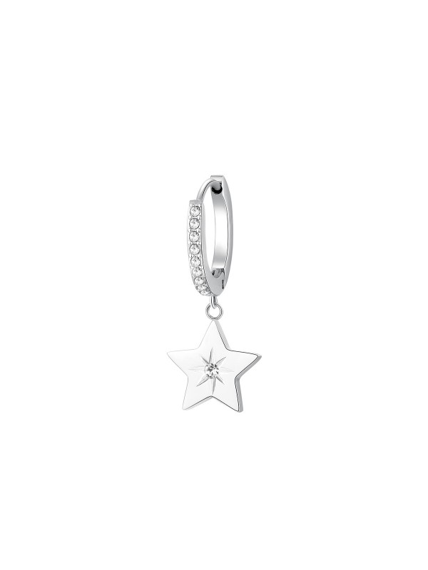 Brosway jedna minđuša iz Chakra kolekcije, napravljena od nerđajućeg čelika u boji srebra, sa priveskom u obliku zvezde i Swarovski kristalima.