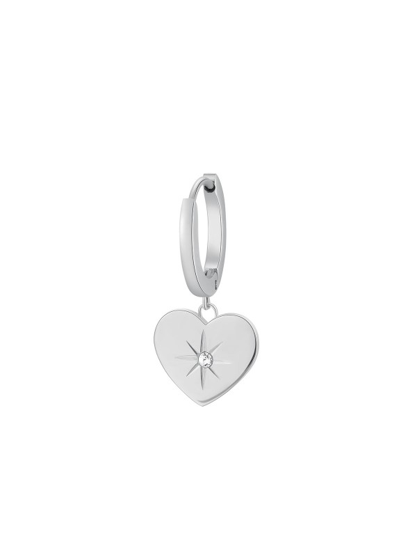 Brosway Chakra, single minđuša, napravljena od nerđajućeg čelika u boji srebra, sa priveskom u obliku srca i Swarovski kristalom.