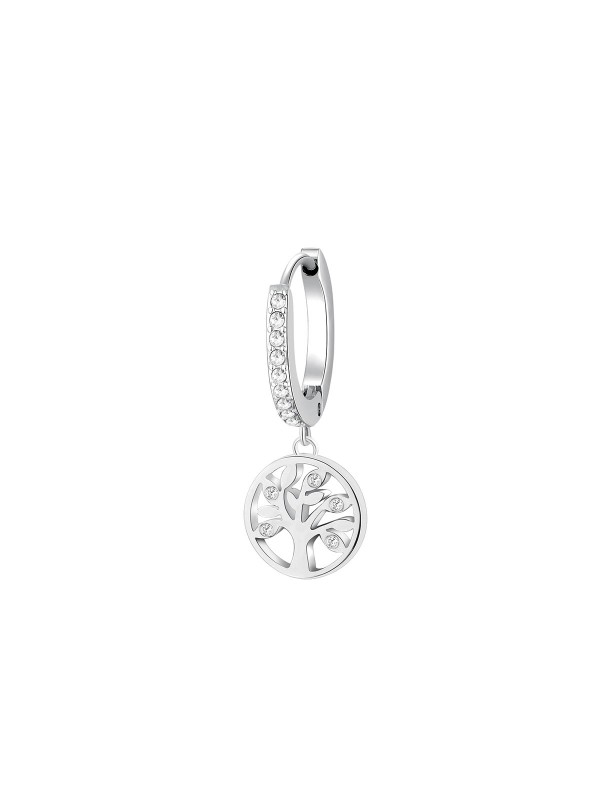 Brosway Chakra single minđuša sa priveskom drvo života i Swarovski kristalima, napravljena od nerđajućeg čelika u boji srebra.