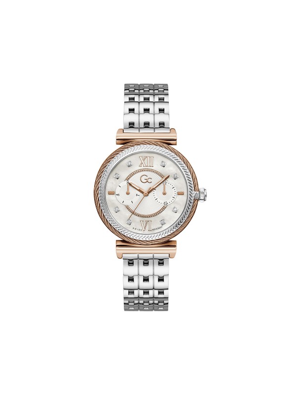 Gc ženski sat od nerđajućeg čelika u kombinaciji boja: srebro i rosegold sa Swarovski kristalima. Poručite već danas na S&L Jokić, dostava je besplatna.