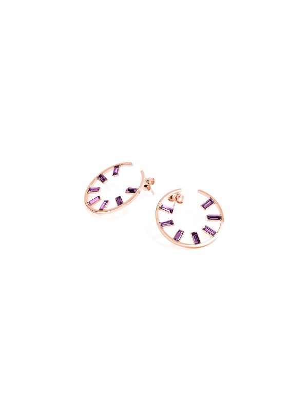 Brosway alke - minđuše od nerđajućeg čelika u boji  ružičastog zlata sa ljubičastim Swarovski kristalima. Poručite na Timer.co.rs, dostava je besplatna.