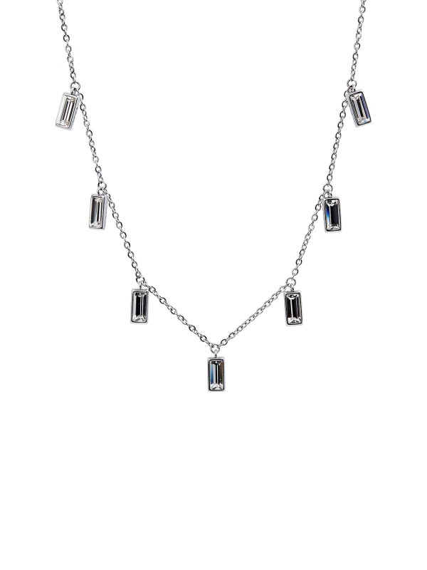 Brosway ogrlica od nerđajućeg čelika u boji srebra sa visećim privescima pravougaonog oblika -  Swarovski kristali. Poručite na Timer.co.rs, dostava je besplatna.
