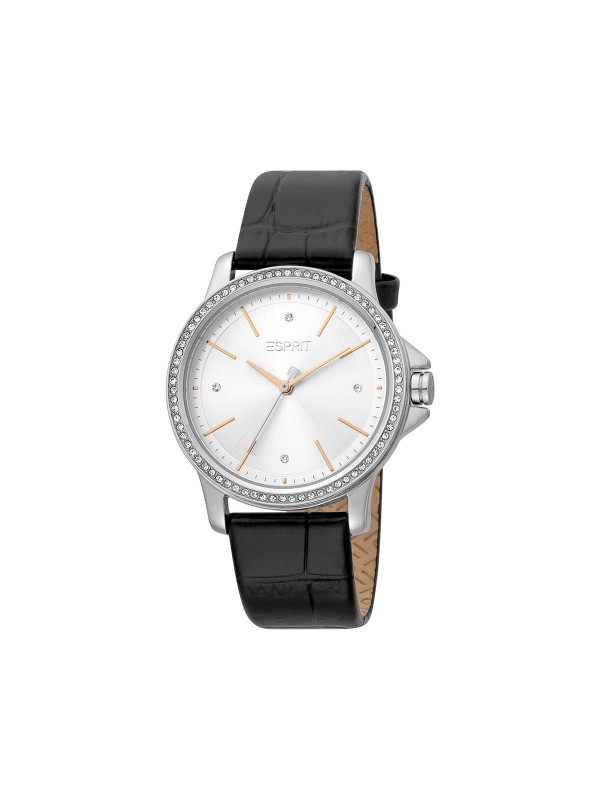 ESPRIT WATCHES prelep crni sat sa kožnom narukvicom. Ima srebrni brojčanik sa mineralnim staklom. Vodootporan je do 50m.