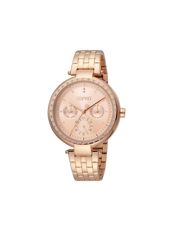 ESPRIT WATCHES analogni ženski sat od nerđajućeg čelika u boji ružičastog zlata. Atraktivnog je dizajna i vodootporan je do 50m.