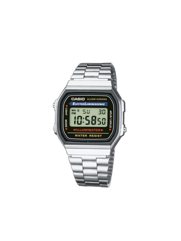 Casio Vintage Iconic unisex sat sa narukvicom i kućištem od nerđajućeg čelika. Ima kvarcni digitalni mehanizam. Pogledajte slika na sajtu.