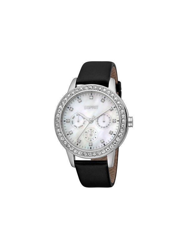 Elegantan ESPRIT Watches ženski sat od nerđajućeg čelika srebrne boje sa crnim kožnim kaišem. Neizostavan dodatak svakoj vašoj kombinaciji. Poručite online.