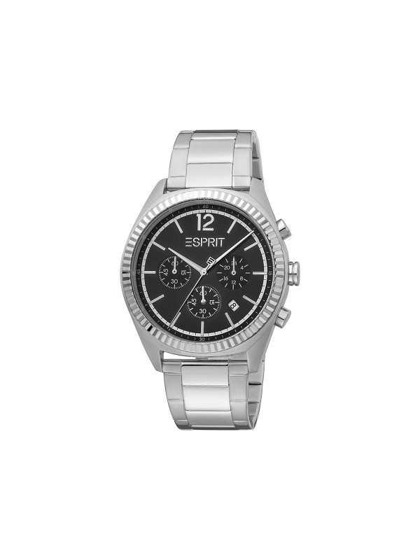 Bezvremenski dizajn i visok kvalitet ESPRIT Watches satova. Zadiviće vas muški ručni sat od nerđajučeg čelika u boji srebra s crnim brojčanikom.