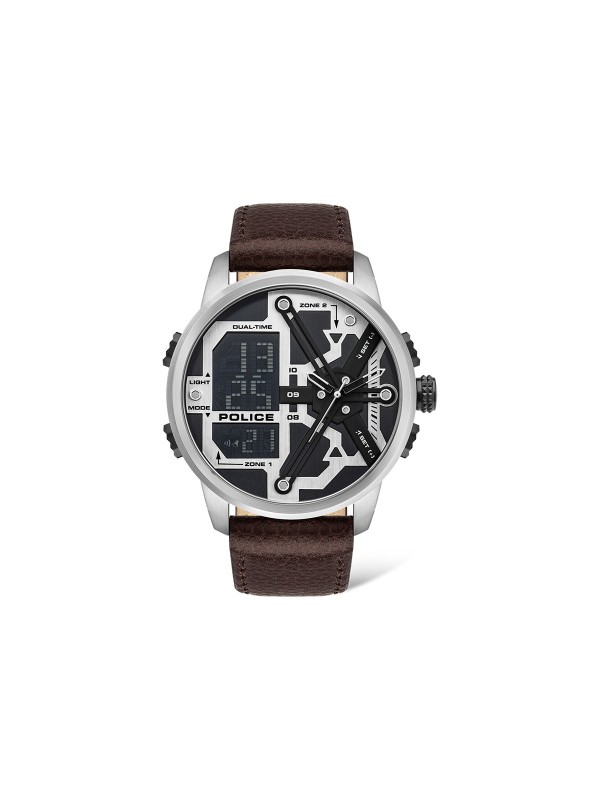 Police Marsden muški ručni sat - model u kombinaciji boja srebra i crne kojeg upotpunjuje kožna braon narukvica, lako poručite u Timer.co.rs online shop-u.