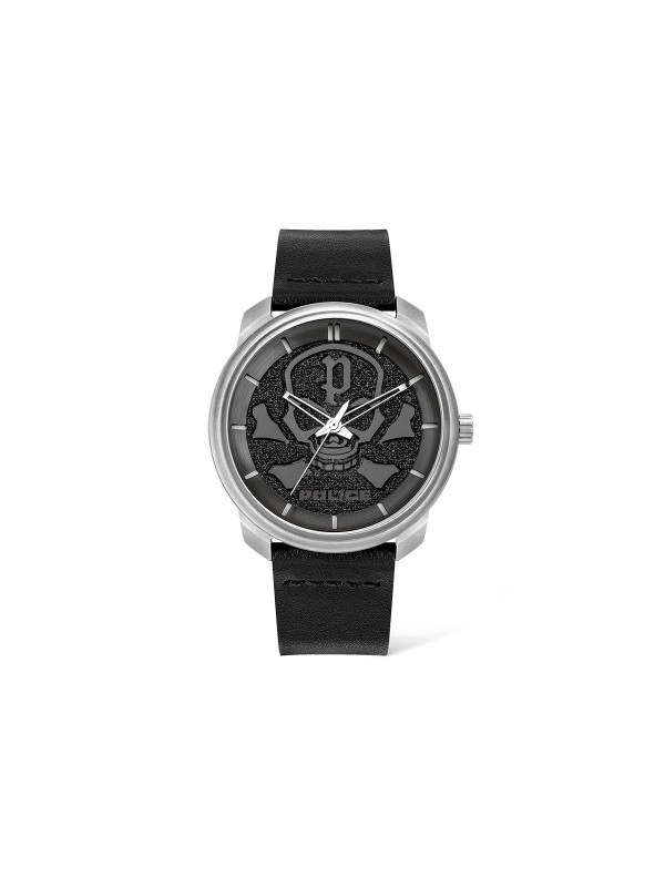 Police Bleder ručni sat - model sa kućištem boje srebra i sa utisnutim motivom kosturske glave na brojčaniku, poručite putem Timer.co.rs online shop-a.