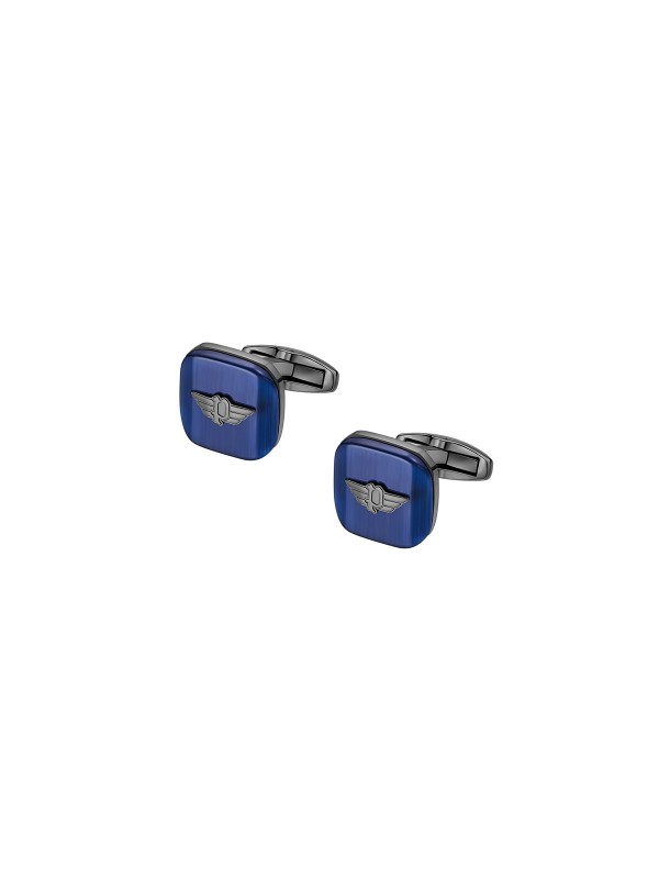 Police Square dugmad za manžetne za muškarce - kvadratni oblik od nerđajućeg čelika i plavog emajla, lako poručite putem Timer.co.rs online shop-a.