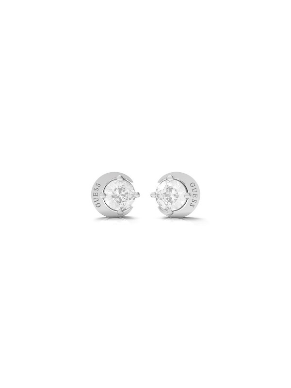 Guess Moon Phases minđuše u obliku diska sa polumesecom i cirkonom - elegantni model u boji srebra, lako poručite putem Timer.co.rs online prodavnice.