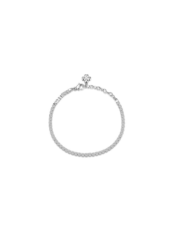 Brosway Desideri tenis narukvicu u boji srebra - model sa natpisom "luck" (sreća) i priveskom u obliku deteline, poručite putem Timer.co.rs online shop-a.