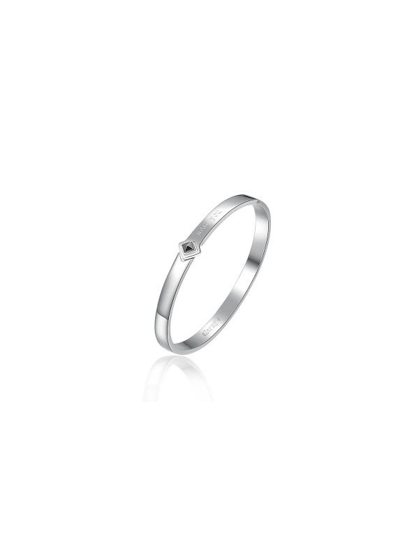 Brosway With You narukvicu u boji srebra - model prečnika 6,2cm sa crnim kristalom i graviranim porukama, poručite putem Timer.co.rs online shop-a.