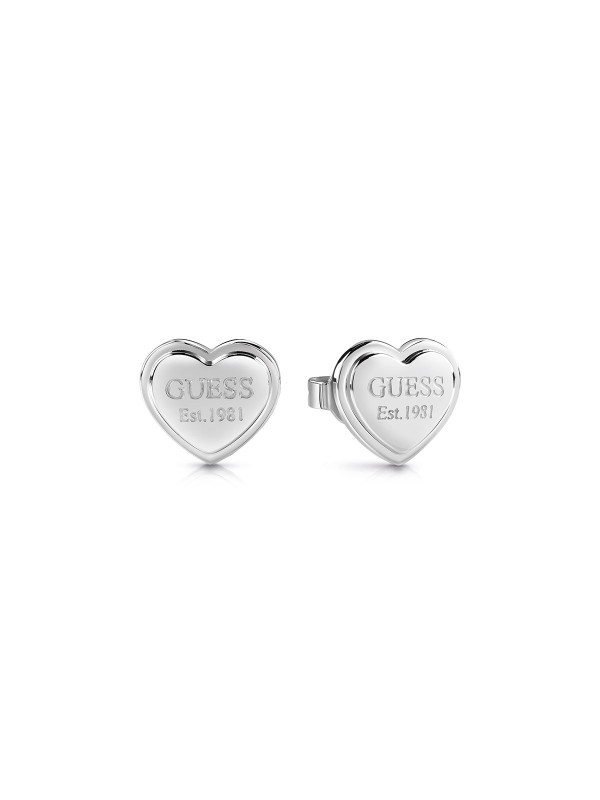 GUESS Studs Party ženske minđuše u boji srebra - model veličine 11mm sa GUESS logotipom, brzo i lako poručite putem Timer.co.rs online prodavnice.