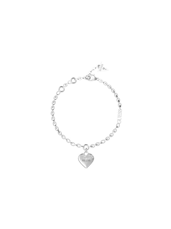 GUESS Falling In Love žensku narukvicu - model suptilnog dizajna u boji srebra i sa priveskom u obliku srca, poručite putem S&L Jokić online prodavnice.