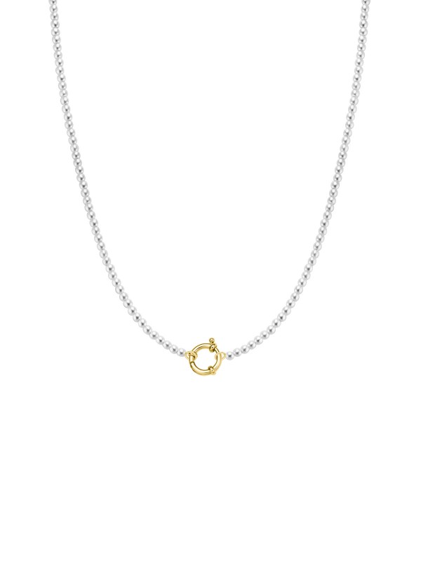 Rosefield Mini Pearl žensku ogrlicu od bisera sa kopčom - model od nerđajućeg čelika sa prevlakom od 14ct žutog zlata, poručite u Timer.co.rs online shop-u.