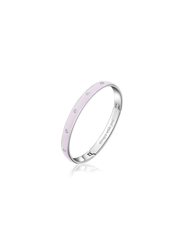 Brosway With You narukvicu u boji srebra - model sa roze emajlom, belim kristalima i ugraviranom porukom, lako poručite u Timer.co.rs online shop-u.