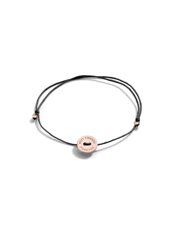 BURATO Ženska narukvica - Best friend forever black ribbon ✓ Boja roze zlata ✓ Crna narukvica ✓ Brza dostava ➤ Poručite odmah!