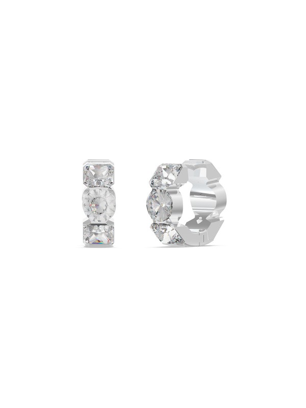 Zanosne ženske minđuše - GUESS CRAZY EARRINGS - Beli cirkoni ✔️ Veličina 12mm ✔️ Nerđajući čelik ✔️ U boji srebra ✔️ - Poručite online!