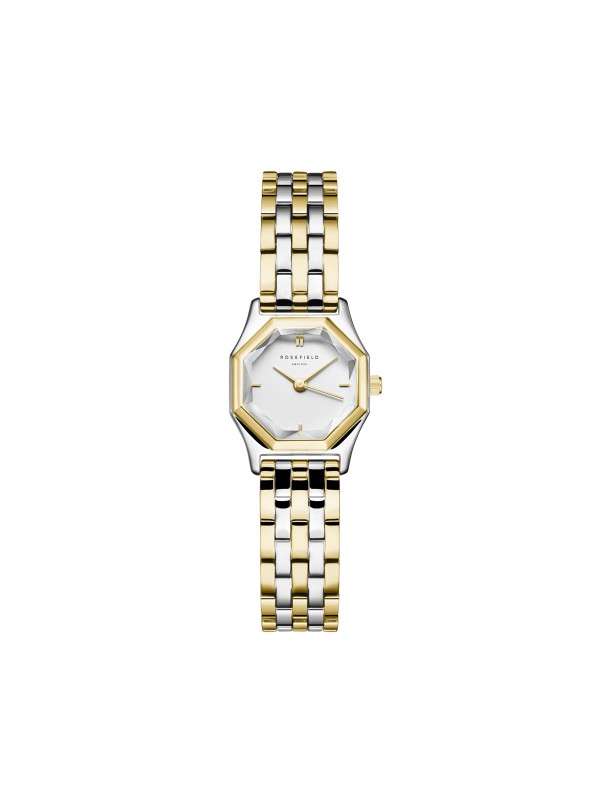 Rosefield Gemme ženski ručni sat - model u kombinaciji boja srebra i žutog zlata sa osmougaonim kućištem, lako poručite putem Timer.co.rs online shop-a.