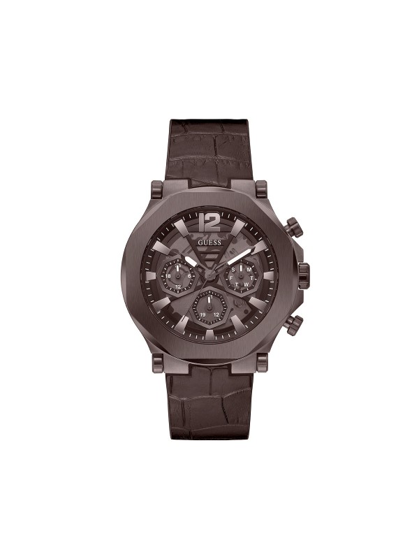 Guess Edge muški ručni sat - model sa braon brojčanikom i braon kožnim kaišem sa kroko printom, brzo i lako poručite putem Timer.co.rs online shop-a.