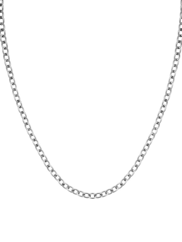 Dodajte stil i sofisticiranost uz srebrnu ogrlicu Oval Chainlink od nerđajućeg čelika. Podesiva dužina od 41cm do 43cm za savršeno pristajanje.
