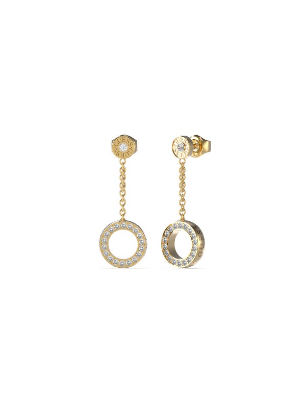 Viseće Guess Circle Lights ženske minđuše, model od nerđajućeg čelika u boji žutog zlata, brzo i lako poručite putem Timer.co.rs online prodavnice.