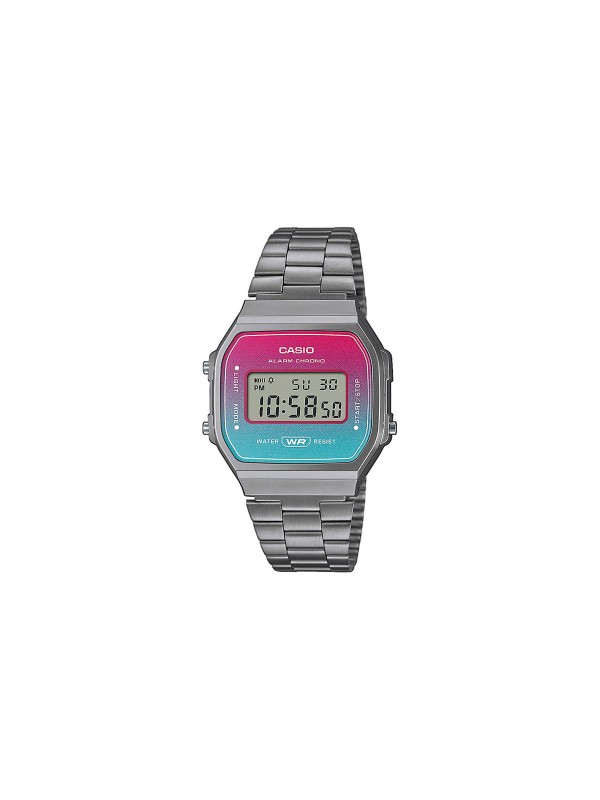 Casio Vintage Iconic ručni sat - model od nerđajućeg čelika u boji srebra sa detaljima u roze i plavoj boji, poručite putem S&L Jokić online prodavnice.