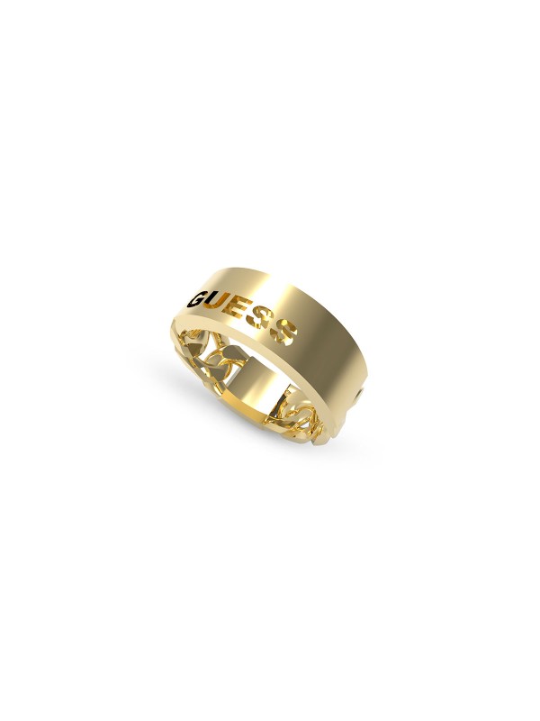 Guess X Logo muški prsten sa pločicom i Guess logotipom - model od nerđajućeg čelika u boji žutog zlata, poručite putem S&L Jokić online prodavnice.